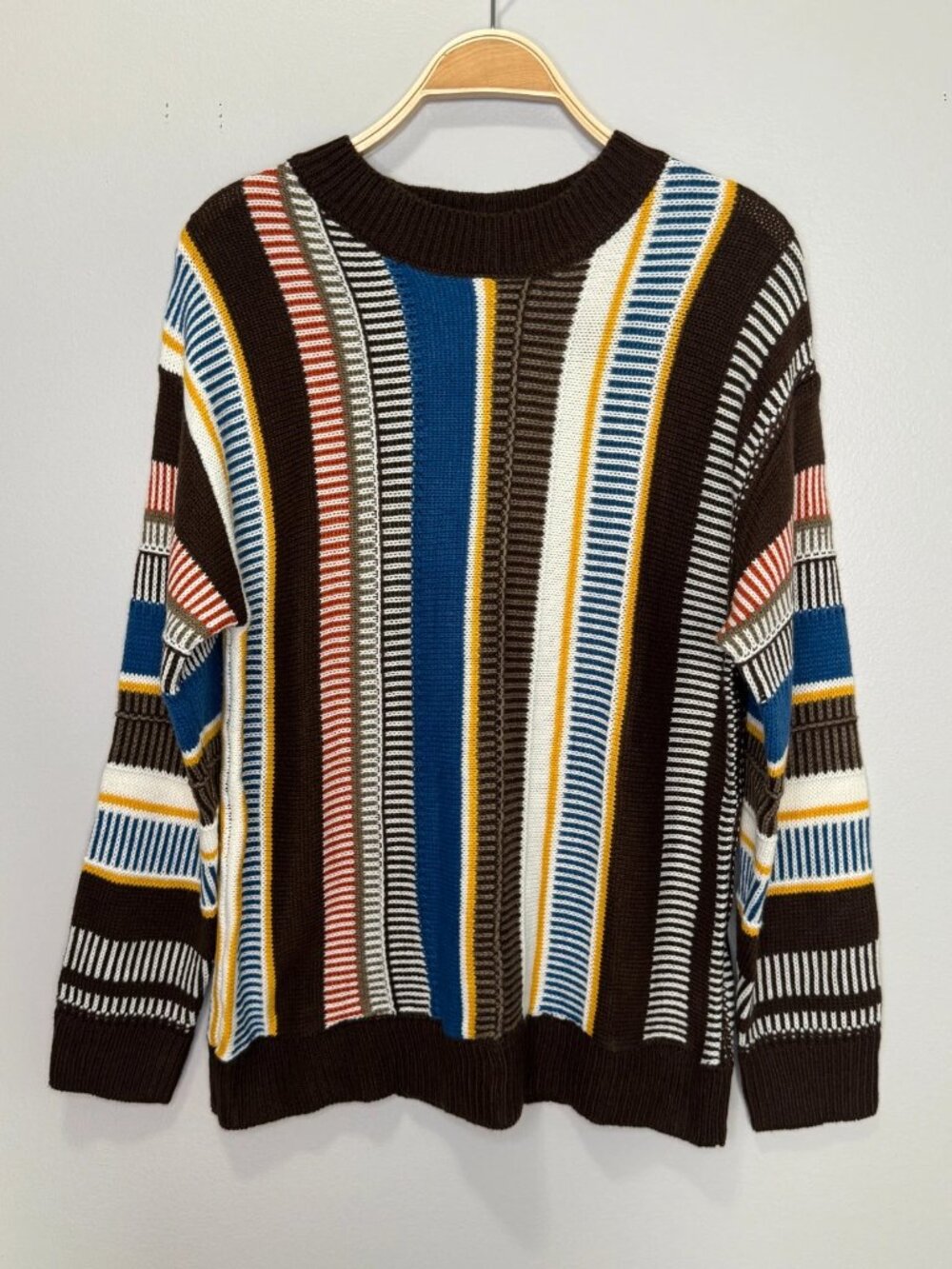 SHEIN Multicolor Striped Sweater Medium Knit Pullover Y2K Retro